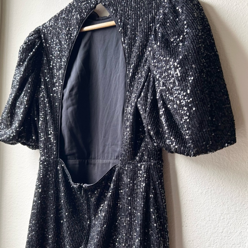 Camila Coelho Cassie Mini Sequin Dress in Black Sz M - Picture 10 of 16